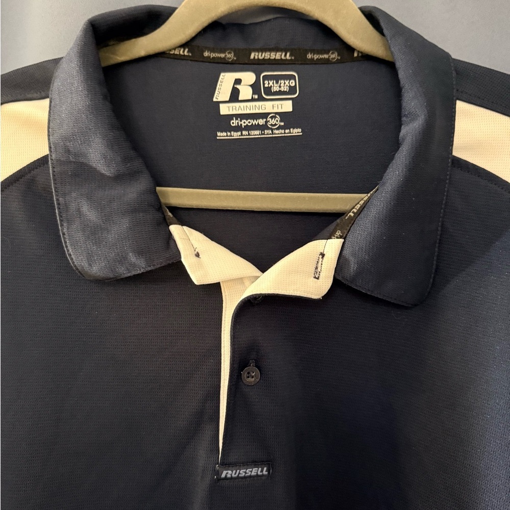 Russell Athletic Navy and White Colorblock Polo - Picture 2 of 3